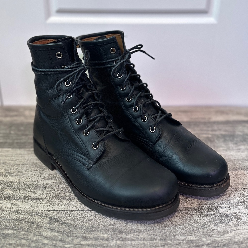 Frye Veronica Combat Lace Up Boots 9.5 Black